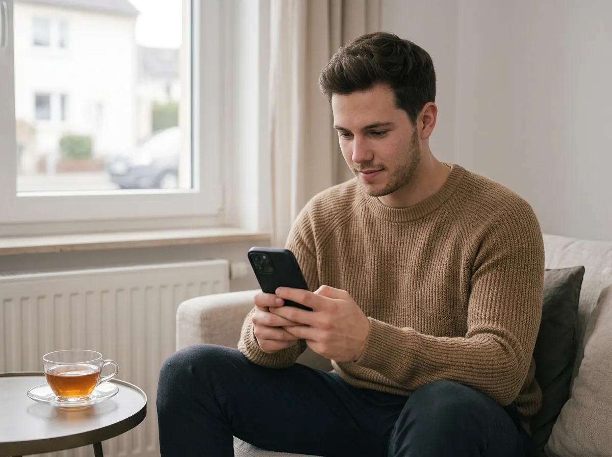 Bewerber beantwortet die fünf kurzen Fragen auf dem Smartphone