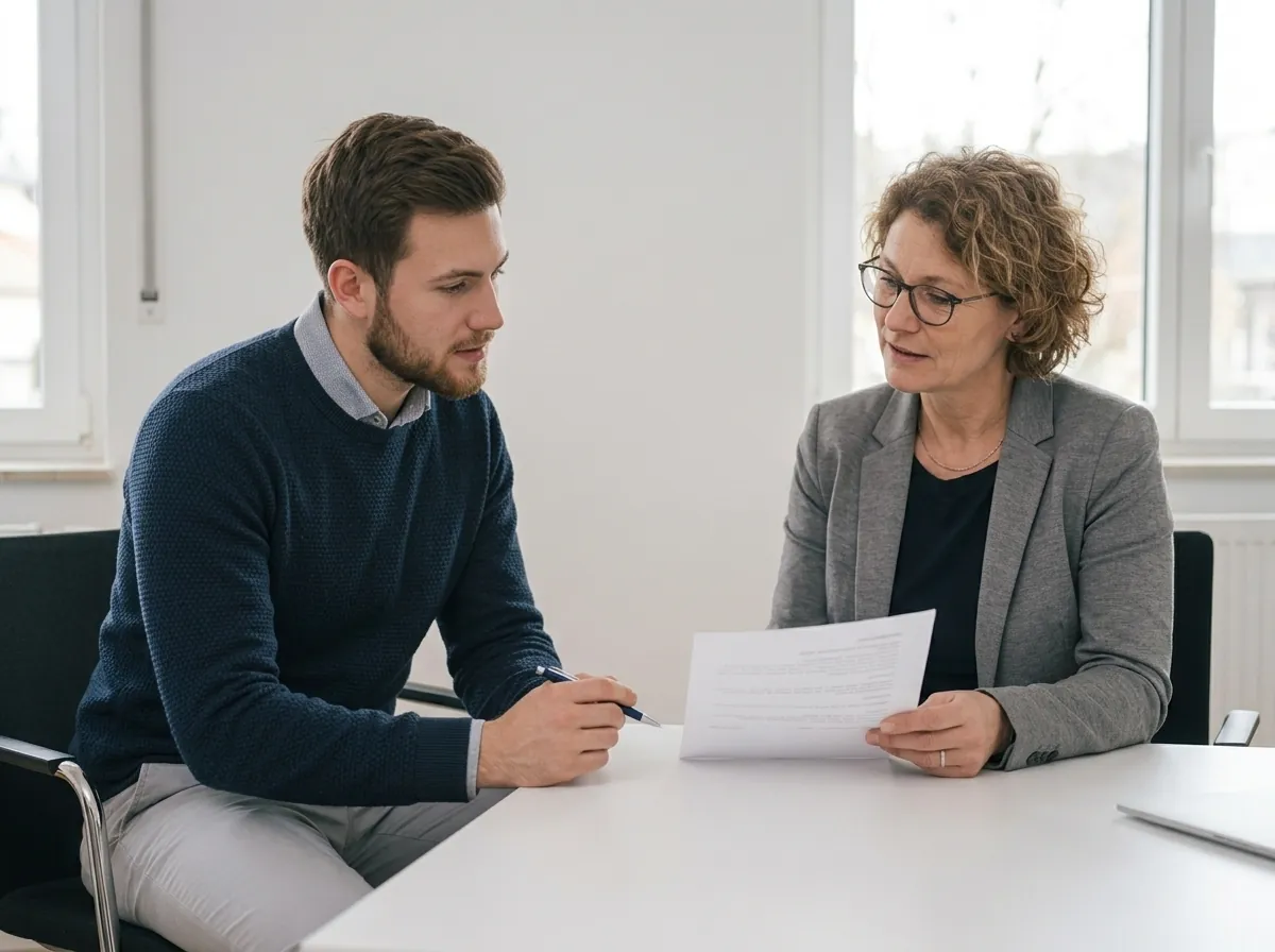 Bewerber und proPENSUM-Ansprechpartnerin im persönlichen Gespräch